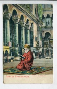 428311 TURKEY CONSTANTINOPLE praying mullah Saint Sophie mosque Vintage postcard