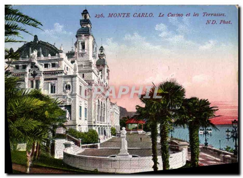 Old Postcard Monte Carlo Casino and the Terraces