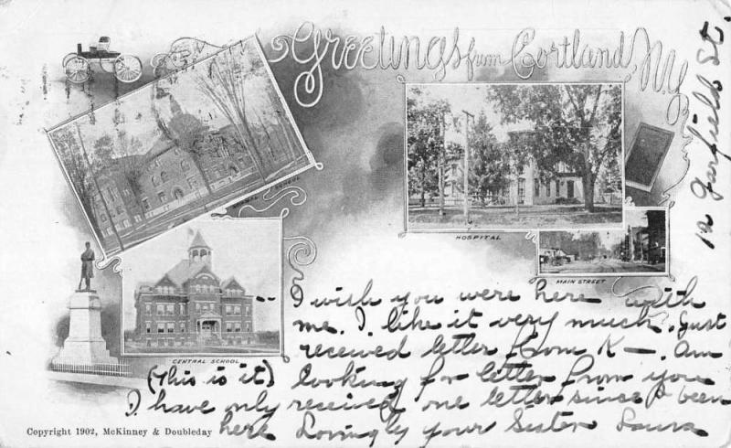 Cortland New York Historic Bldg Multiview Private Mail Antique Postcard K105422