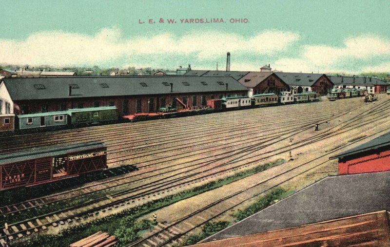 Vintage Postcard 1910's View of L. E. & W. Yards Lima Ohio OH