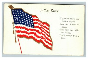 Vintage 1900's Postcard Waving US Flag Gold Lining Patriotic Poem
