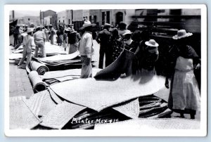 Mexico Postcard Petates Handwoven Sleep Mat c1940's Unposted RPPC Photo