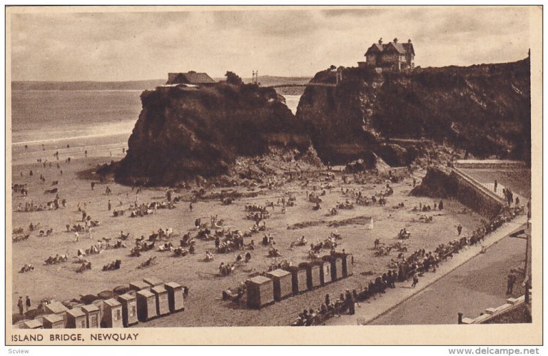 NEWQUAY, Cornwall/ Scilly Isles, England, 1900-1910's; Island Bridge, Beach S...