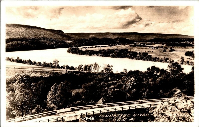 RPPC Aerial View of Tennessee River at U.S. 41 TN Vintage Postcard A37