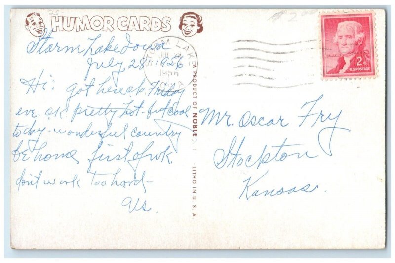 1956 Nudist Colony Boy Peeping Storm Lake Iowa IA Posted Vintage Postcard