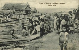 british north borneo, SABAH, Native Children Bahau Tribe (1910s) Postcard (1)