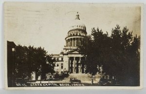 Boise Idaho RPPC State Capitol Early Auto Passing 1922 Pittsburgh Postcard R20