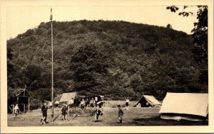 Postcard Grotte de Han Le Camp du Gouffre de Belvaux Boys Camping Belgium