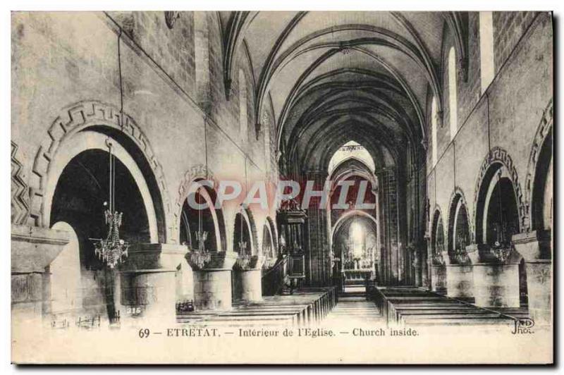 Old Postcard From Etretat Inside I & # 39Eglise Church