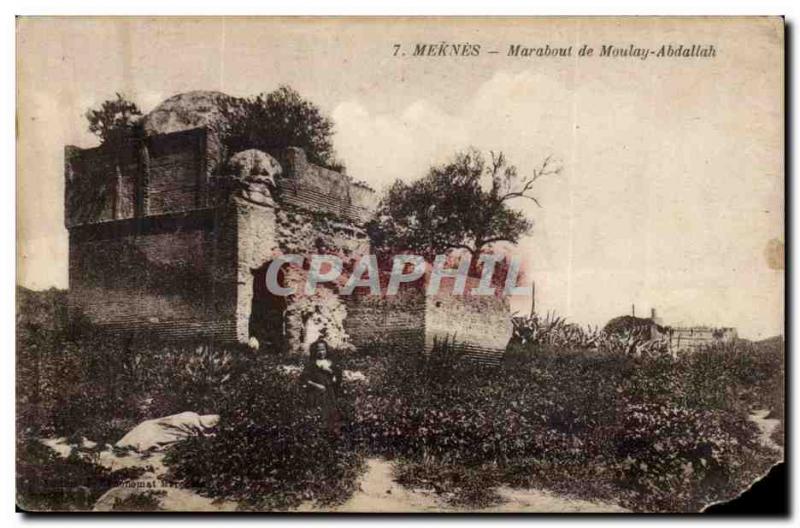 Morocco Meknes Old Postcard Marabout Moulay Abdallah