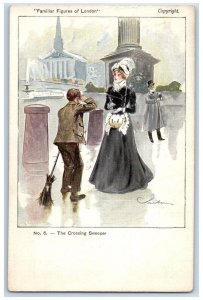 c1910's The Crossing Sweeper Salute Familiar Figures Of London Antique Postcard