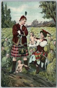 MULTIPLE BABIES CHOICE by SCOTTISH FAMILY ANTIQUE POSTCARD