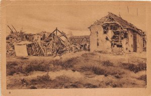 US19 Europe scene during Great War WW1 1918 village ruins feldpost