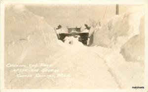 1940s Copper County Michigan Opening the road Storm RPPC Real photo 11862