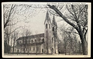 Vintage Postcard 1950 King Chapel, Bowdoin College, Brunswick, Maine (ME)