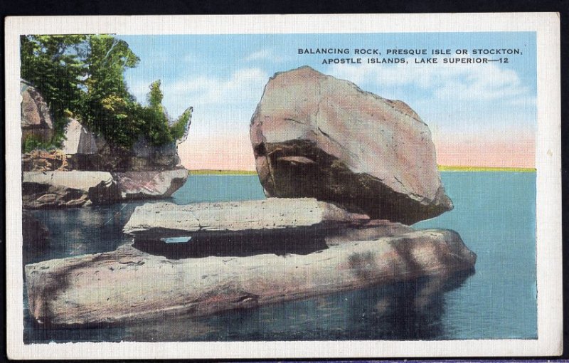 Wisconsin LAKE SUPERIOR Balancing Rock Presque Isle or Stockton Apostle Islands