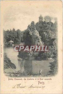 Old Postcard Paris Buttes Chaumont The Lantern and Suspension Bridge