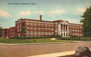 Vintage Postcard 1949 Trade School Campus Building Springfield Massachusetts MA