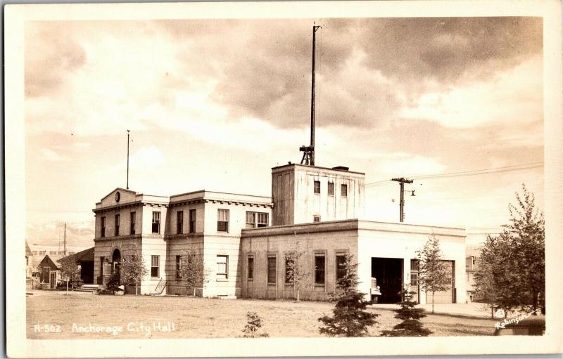 RPPC Anchorage Alaska City Hall Vintage Postcard P13