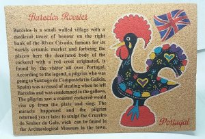 Barcelos Rooster Lisbon Portugal Unusual Vintage Cork Postcard