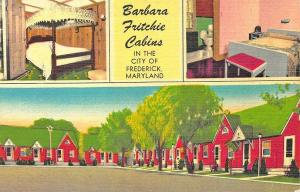 Frederick MD Barbara Fritchie Tourist Cabins Multi-View Linen Postcard