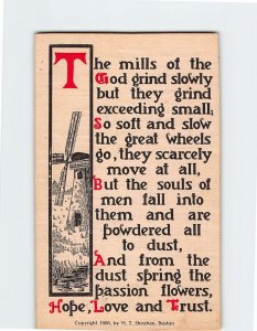 Postcard Greeting Card with Poem and Mill Art Print