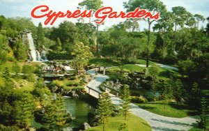 Vintage Postcard Mediterranean Splendor Towering Waterfall Cypress Gardens Fla.