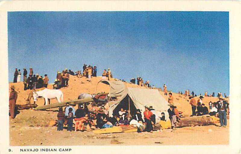 Linen Card of Navajo Indian Camp Window Rock Arizona AZ