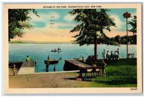 1943 Bathing at the Park People Skaneateles Lake New York NY Vintage Postcard