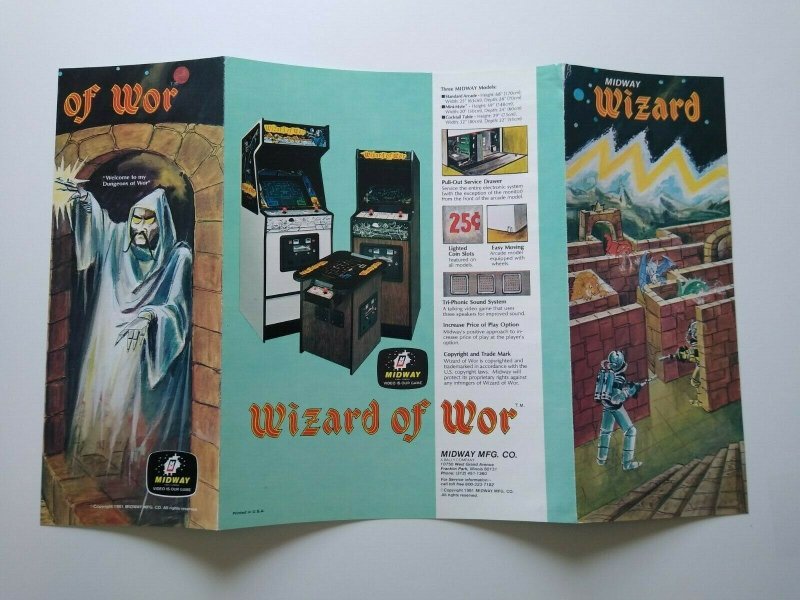 Wizard Of Wor Arcade Flyer Original Fold-out Artwork Video Game 1981 Brochure