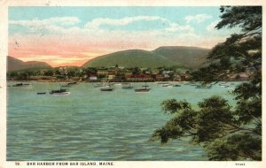 Vintage Postcard View Bar Harbor From Bar Island Maine ME