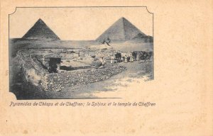 Giza Egypt Cheops Pyramid Cheffren Sphinx Vintage Postcard AA75016