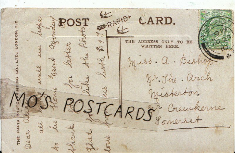 Genealogy Postcard - Bishop - Misterton - Near Crewkerne - Somerset - Ref 6729A