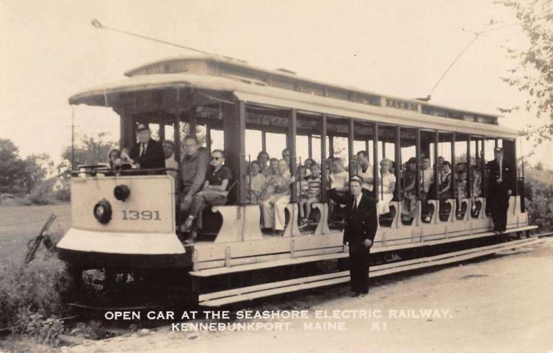 Kennebunkport Maine Seashore Electric Railway Real Photo Antique Postcard K77314