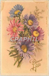 Old Postcard Bonne Fete Flowers