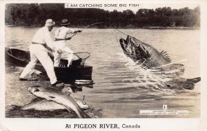 J83/ Pigeon River Ontario RPPC Postcard Exaggeration Comic Fishing 160