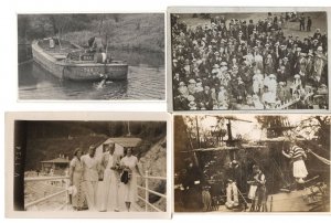 Nautical Boat Ship Deck 4x Unidentified Social History Postcard s
