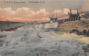 Carlsbad New Mexico USRS Spillway Outlet Hand Colored Vintage Postcard AA8866