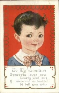 Valentine c1910 Postcard - Handsome Little Boy & Poem