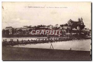 Old Postcard Old brisach (Baden) the bridge of boats on the Rhine