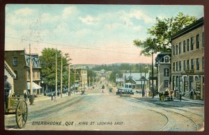 h2462 - SHERBROOKE Quebec Postcard 1910s King Street. Store