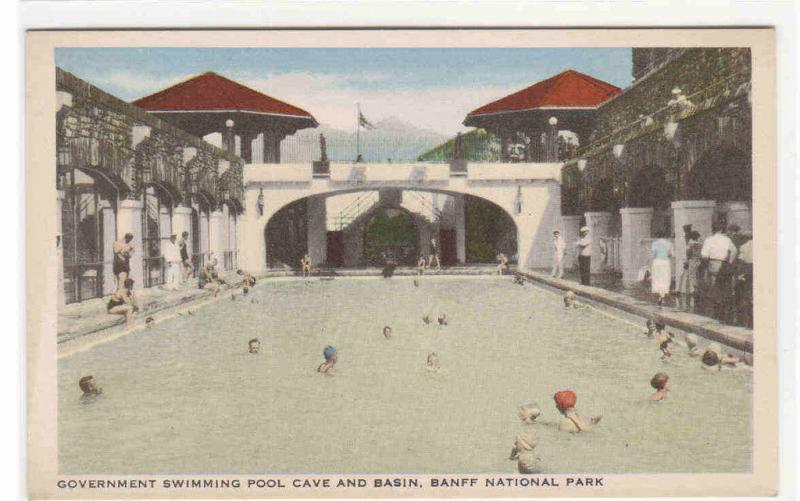 Government Swimming Pool Cave Basin Banff National Park Canada 1949 postcard