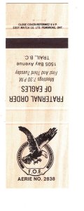 Fraternal Order of Eagles, Trail, British Columbia, Matchbook Cover