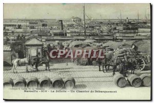 Old Postcard Marseille Joliette Unloading a Shipyard