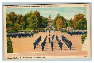 Vintage 1947 Linen Postcard Noon Formation US Naval Academy Annapolis Maryland