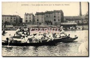 Old Postcard Givors A jousting pass on the canal basin