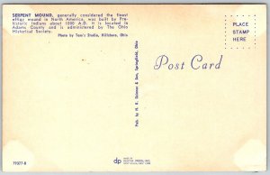 Adams County Ohio 1950s Postcard Aerial View Serpent Mound