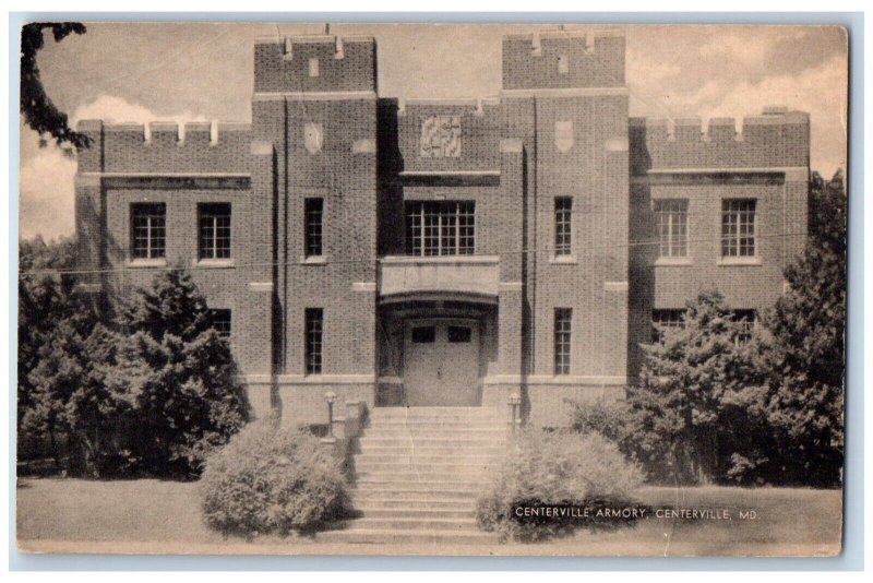 Centerville Maryland Postcard Centerville Armory Exterior c1940 Vintage Antique