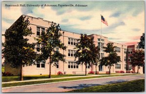 Fayetteville Arkansas, Razorback Hall Building, University of Arkansas, Postcard