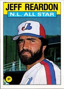 1986 Topps Baseball Card NL All Star Jeff Reardon sk10678